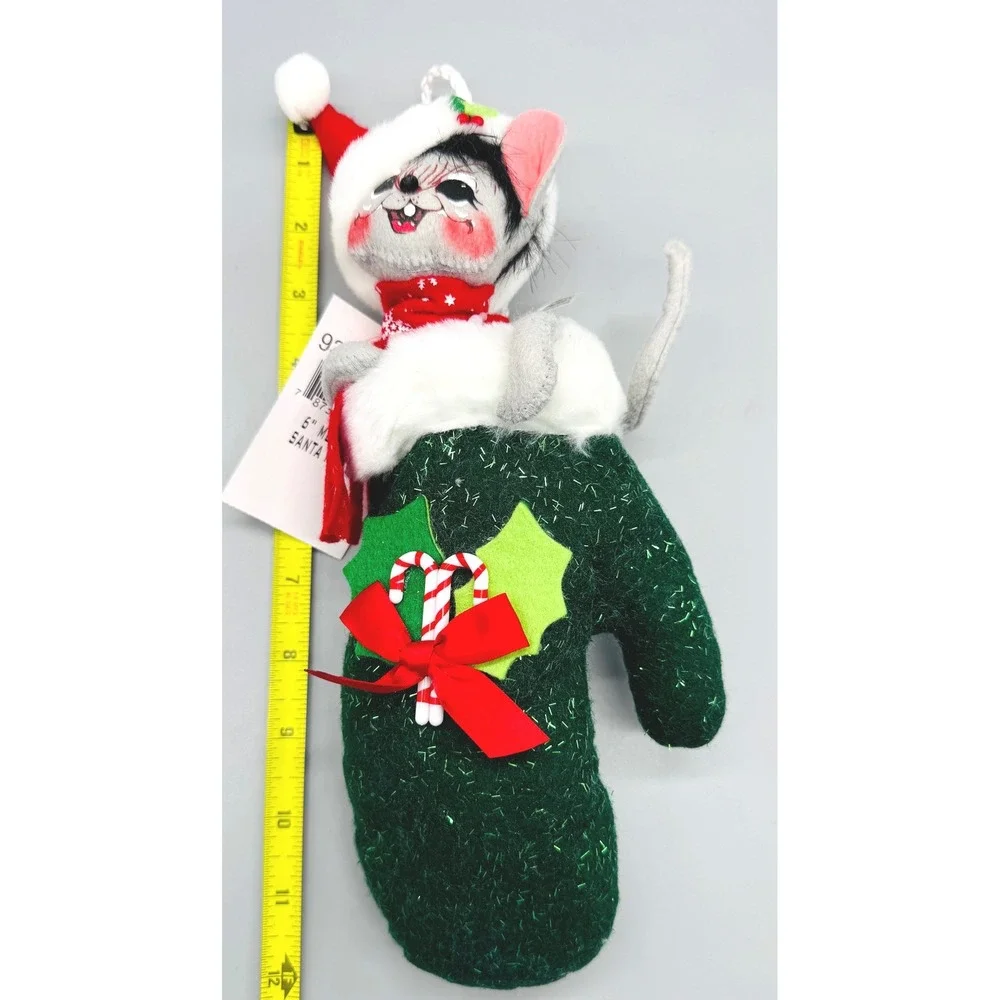 Annalee Mouse In Santa Mitten Green Christmas Hanging Decor Ornament 934307